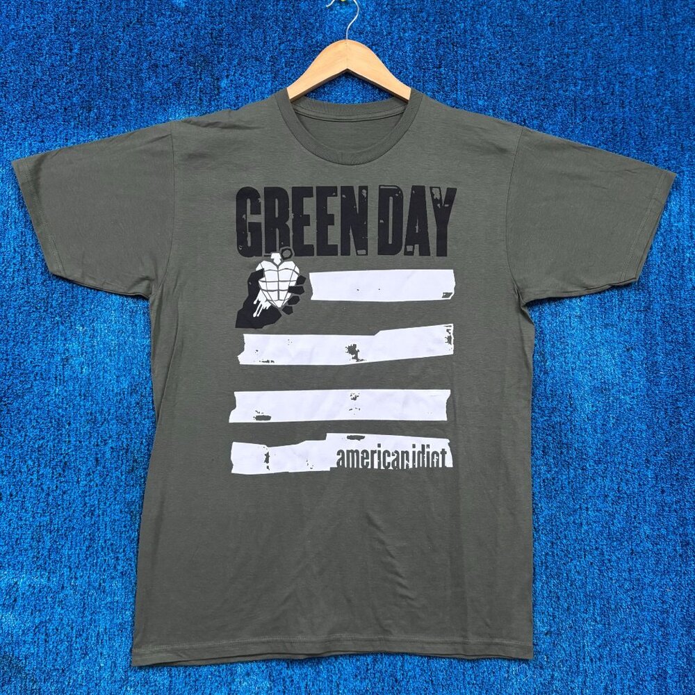 Green Day American Idiot Album Flag Art Pop Punk Band Tee L